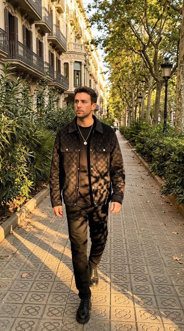 Varsity Chequered Black Jacket
