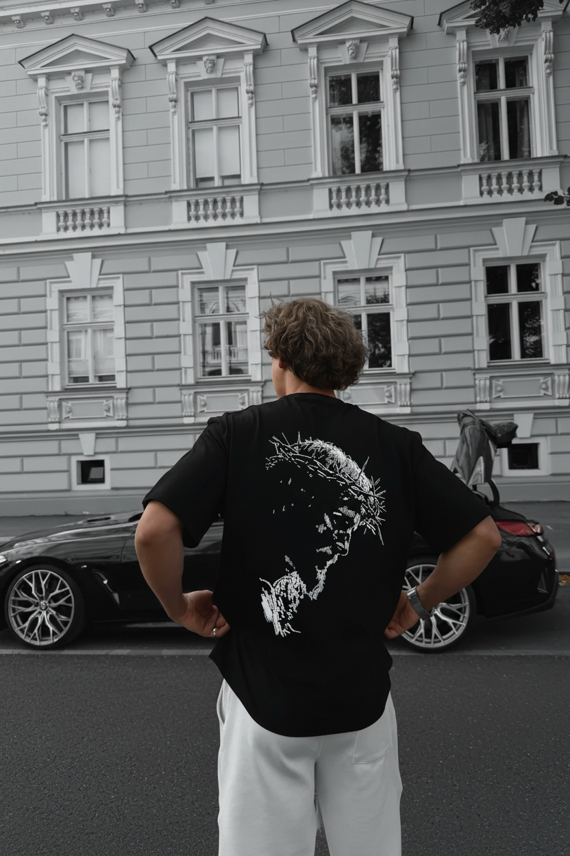 Jesus King T-shirt street photoshoot